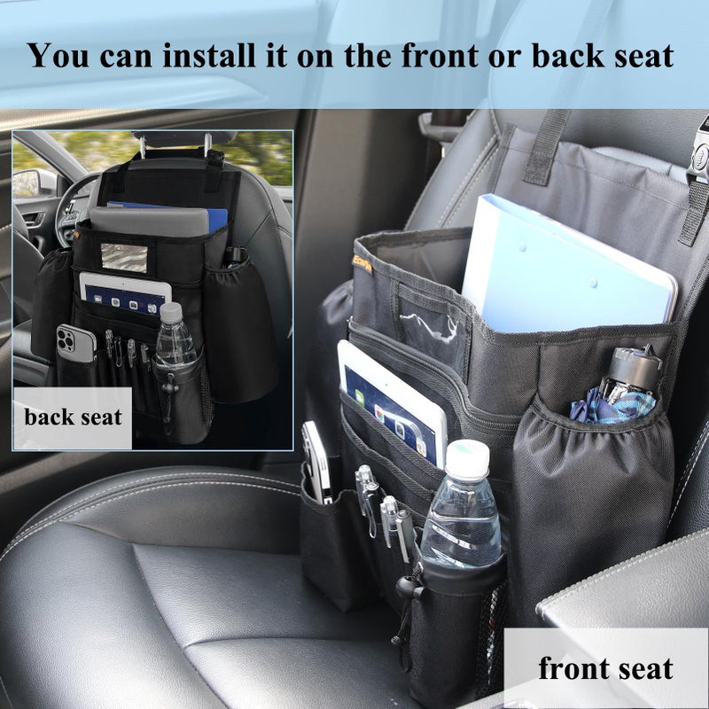 ECWKVN Car Front Seat Organizer - Car File Organizer, Passenger Seat Storage Bag Law Enforcement - Vehicle Storage with Dedicated Laptop Tablet Holder Cup Holder, Black - Image 5